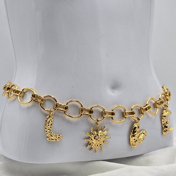 Zara LOVE Charms Gold Chain Belt - NWT main image 14